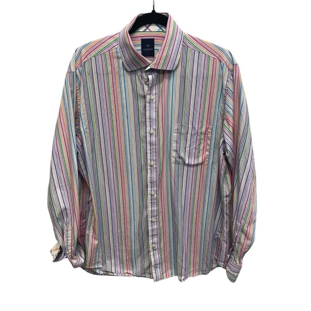 Tailorbyrd collection men’s casual button up shirt rainbow striped sz Large - Picture 1 of 9